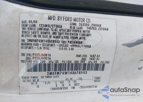 2004 Mercury Grand Marquis Gs z USA, uszkodzony, nr VIN 2MEFM74W14X678543